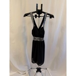 Black Sequin Party Dress XTAREN Babydo Sleeveless Mini Dress Size‎ M